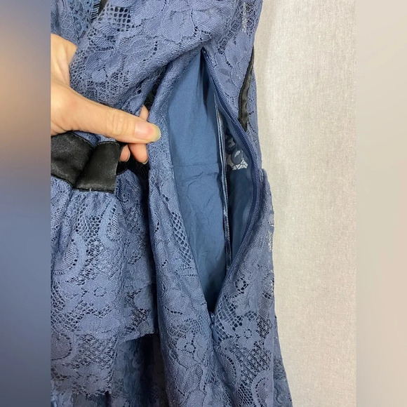 Free People Gilded Blue Lace Dress Ribbon tie  Size S - Picture 10 of 17